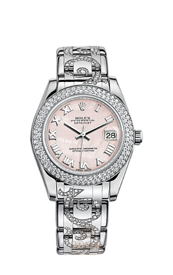 Rolex Pearlmaster Watch 81339-0035 34 mm White gold Case Pink Dial