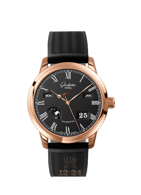Glashutte Senator Watch 100-02-25-05-53 42 mm Red gold Case Black Dial