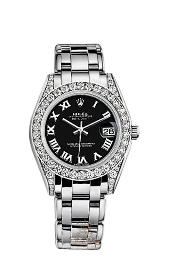 Rolex Pearlmaster Watch 81159-0025 34 mm White gold Case Black Dial