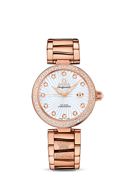 Omega Ladymatic Watch 425.65.34.20.55.001 34 mm Pink gold Ceramics Case White Dial