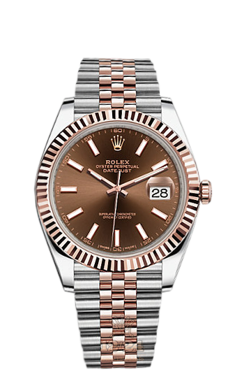 Rolex Datejust Watch 126331-0002 41 mm Steel / Pink gold Case Brown (chocolate) Dial