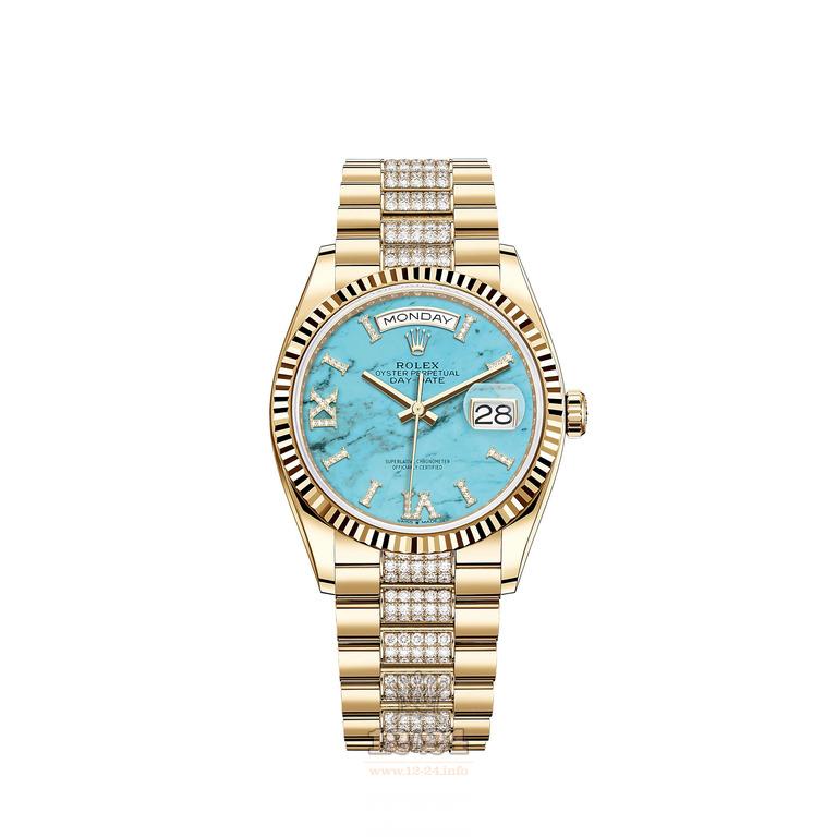 Rolex Day-Date Watch 128238-0072 36 mm Yellow gold Case Blue Dial