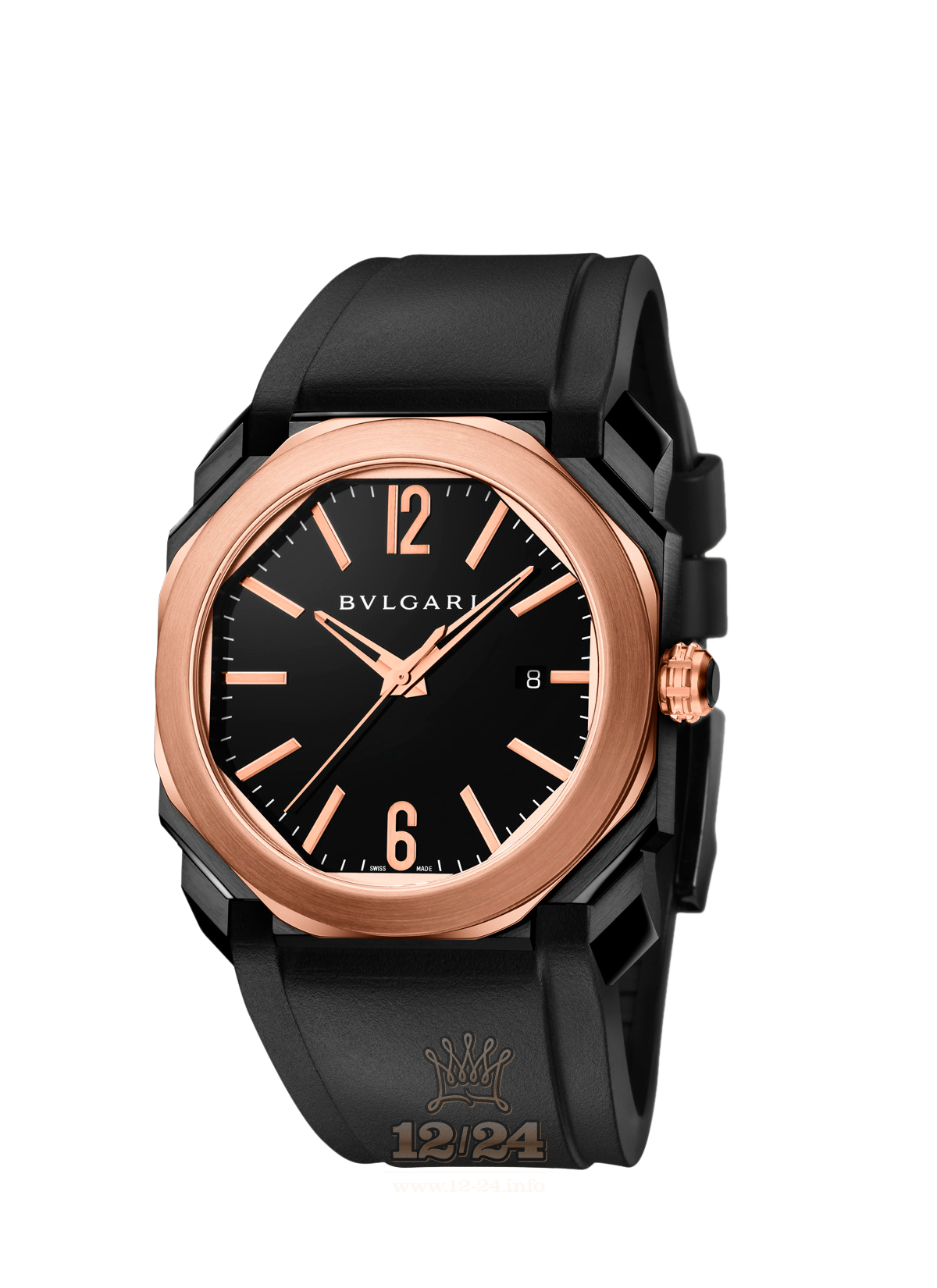 Bvlgari Octo Watch 102485 BGO41BBSPGVD 41 mm Stainless steel Pink gold DLC coating Case Black Dial