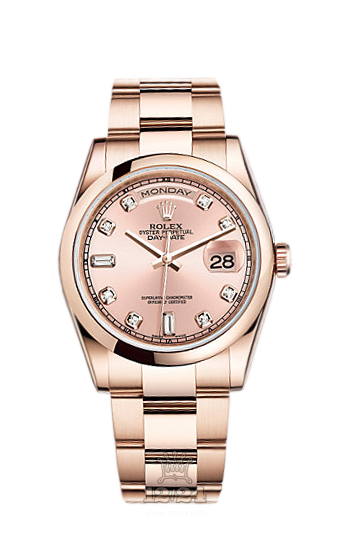 Rolex Day-Date Watch 118205f-0061 36 mm Pink gold Case Pink Dial