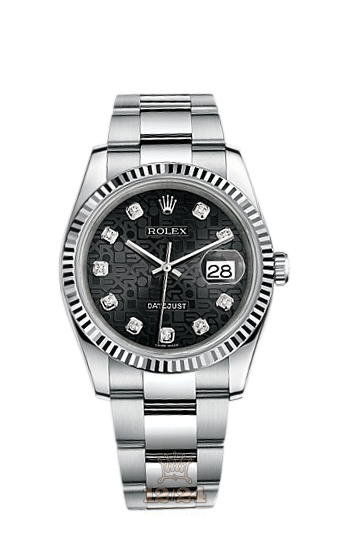 Rolex Datejust Watch 116234-0122 36 mm Steel / White gold Case Black Dial