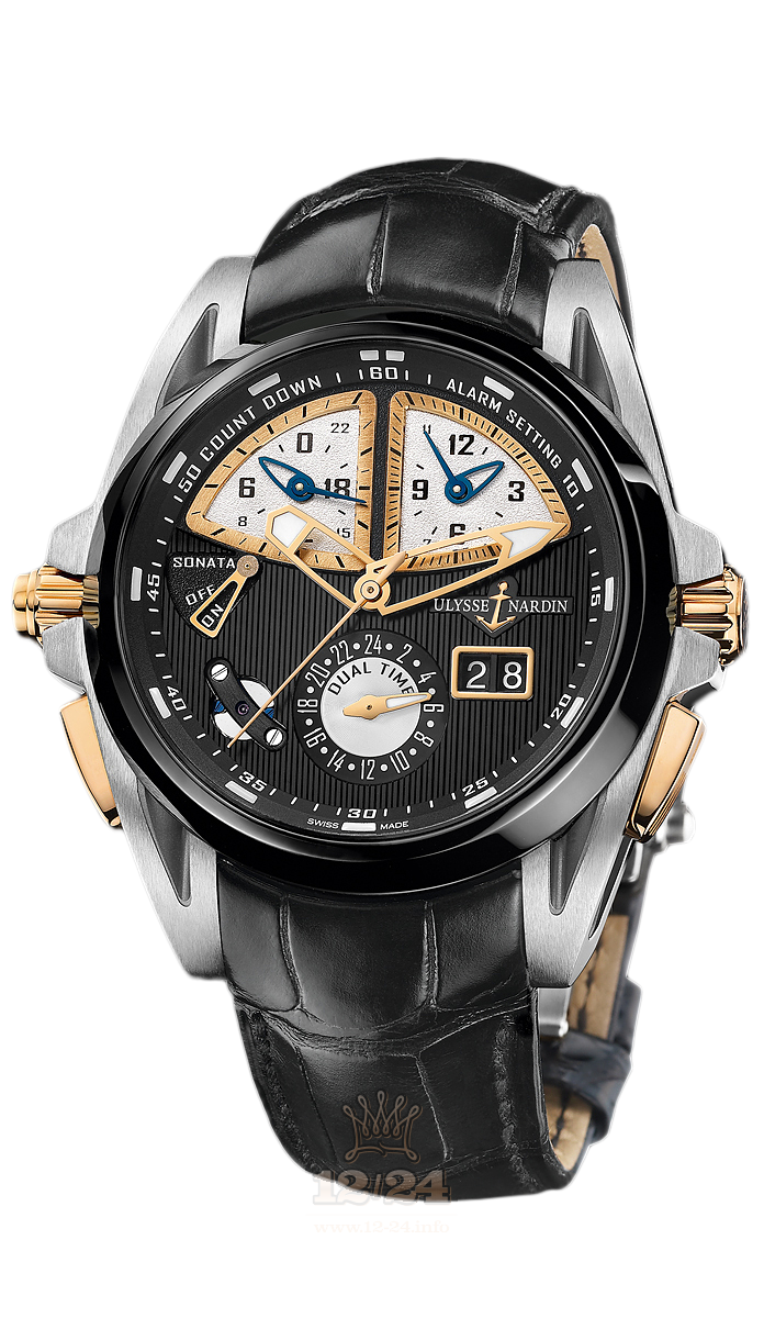 Ulysse Nardin Classic Watch 675-00 44 mm Pink gold Titanium Case Black Silver Dial