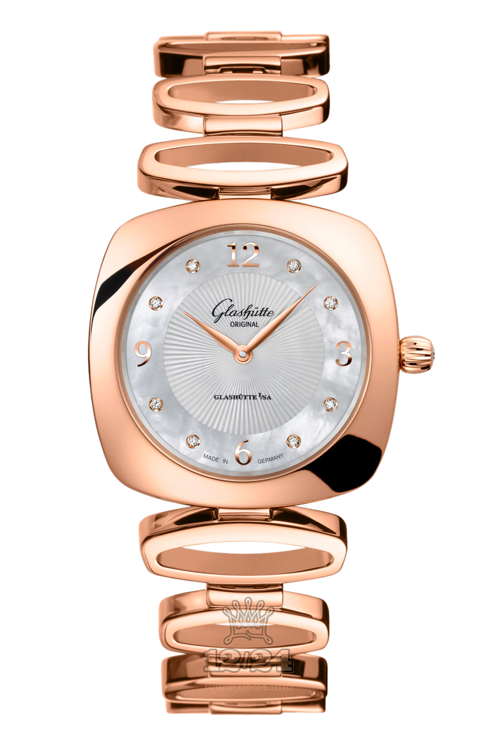 Glashutte Ladies Watch 1-03-02-04-05-14 31 mm Pink gold Case Silver Dial