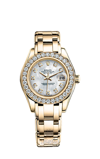 Rolex Pearlmaster Watch 80298-0070 29 mm Yellow gold Case White Dial
