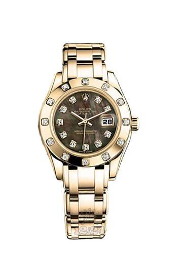 Rolex Pearlmaster Watch 80318-0066 29 mm Yellow gold Case Black Dial