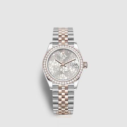 Rolex Datejust Watch 278381rbr-0032 31 mm Stainless steel Pink gold Case Gray Silver Painted Dial