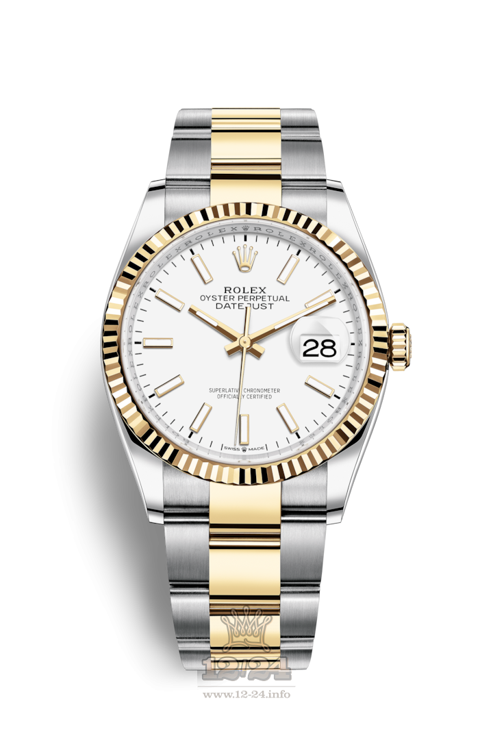 Rolex Datejust Watch 126233-0020 36 mm Steel / Yellow gold Case White Dial