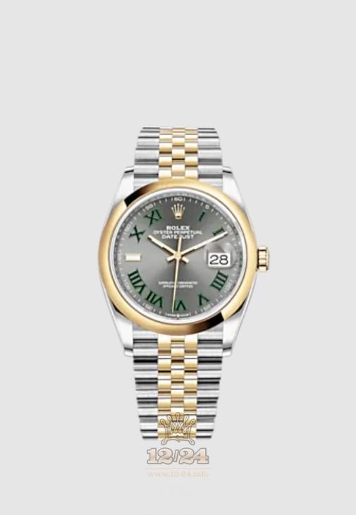 Rolex Datejust Watch 126203-0035 36 mm Stainless steel Yellow gold Case Gray Dial