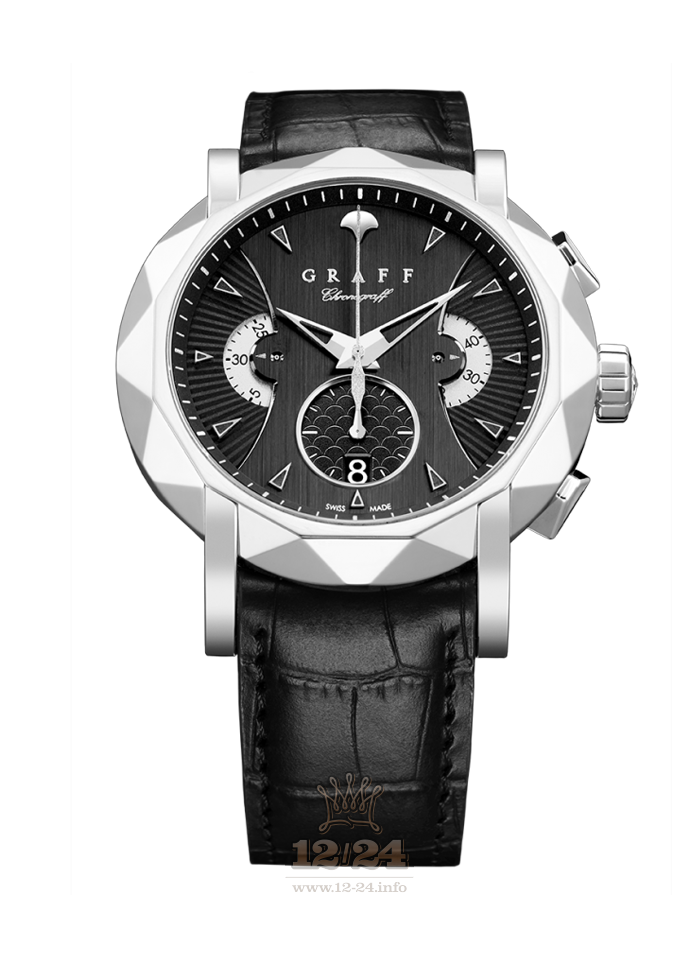 Graff ChronoGraff Watch CG45WGB3 45 mm White gold Case Black Dial