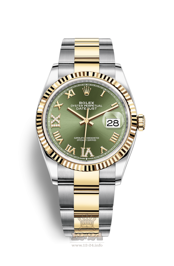 Rolex Datejust Watch 126233-0026 36 mm Steel / Yellow gold Case Green Dial