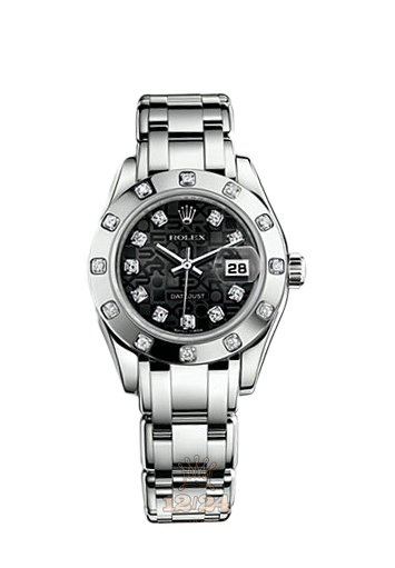 Rolex Pearlmaster Watch 80319-0083 29 mm White gold Case Black Dial
