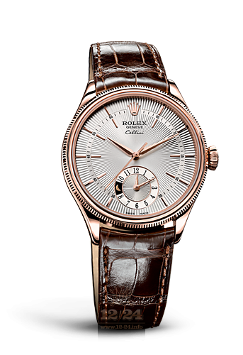 Rolex Cellini Dual Time Watch 50525-0004 39 mm Pink gold Case Silver Dial