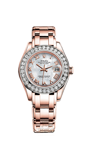 Rolex Pearlmaster Watch 80285-0013 29 mm Pink gold Case White Dial