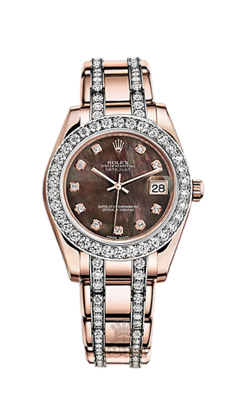 Rolex Pearlmaster Watch 81285-0023 34 mm Pink gold Case Black Dial