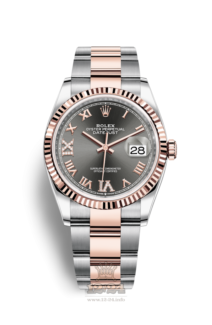 Rolex Datejust Watch 126231-0024 36 mm Steel / Pink gold Case Gray Dial