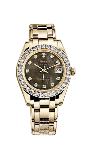 Rolex Pearlmaster Watch 81298-0013 34 mm Yellow gold Case Black Dial