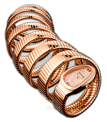Bvlgari Serpenti Watch 101938 SPP35D2GDG.7T 35 mm Pink gold Case Silver Golden Dial