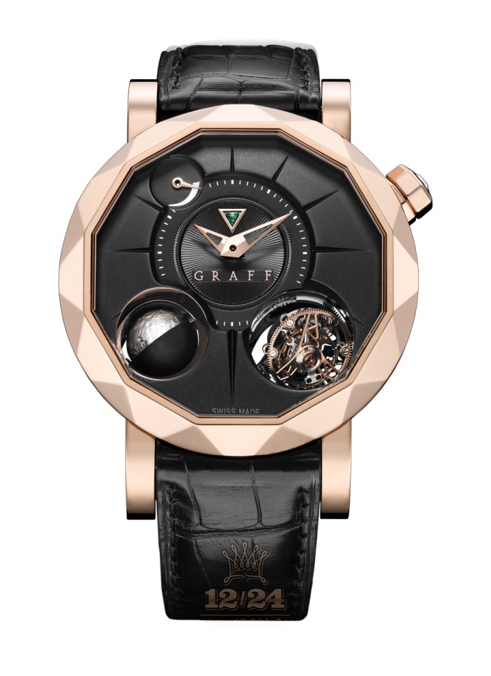 Graff MasterGraff Watch GyroGraff-Rose-Gold2 48 mm Pink gold Case Black Golden Dial