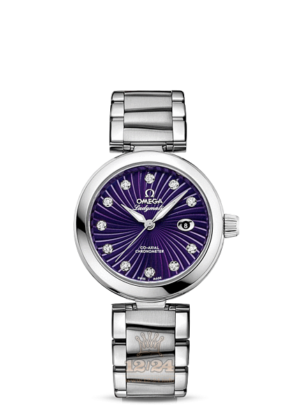 Omega Ladymatic Watch 425.30.34.20.60.001 34 mm Stainless steel Ceramics Case Purple Dial