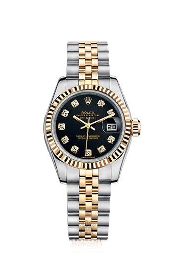 Rolex Lady-Datejust Watch 179173-0071 26 mm Steel / Yellow gold Case Black Dial