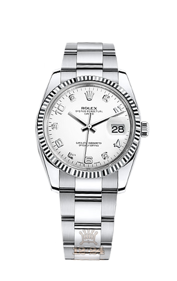 Rolex Datejust Watch 115234-0010 34 mm Steel / White gold Case White Dial