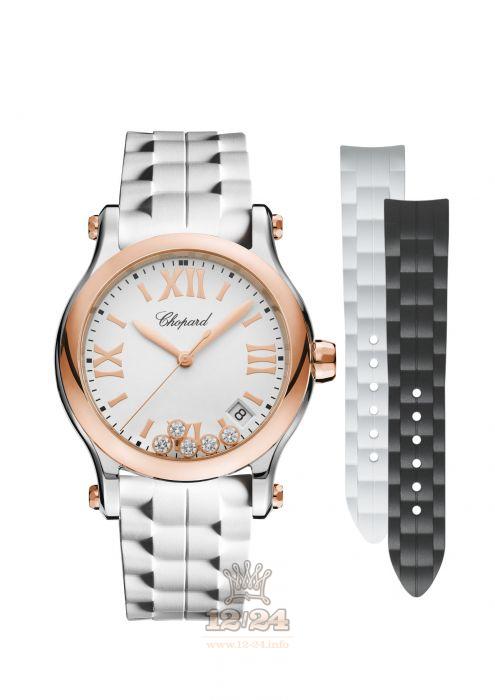 Chopard Happy Sport Watch 278582-6006 36 mm Pink gold Case White Dial