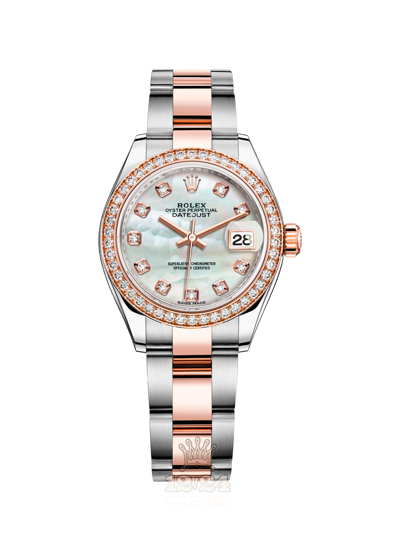 Rolex Datejust Watch 279381rbr-0014 28 mm Steel / Pink gold Case White Dial