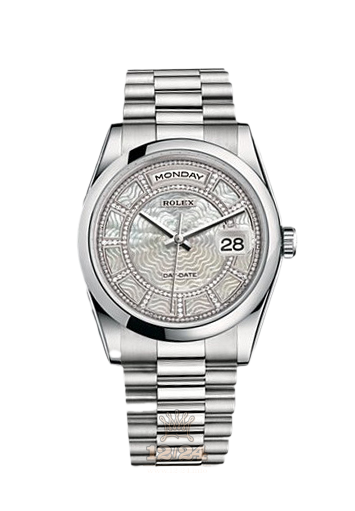 Rolex Day-Date Watch 118206-0122 36 mm Platinum Case White Dial