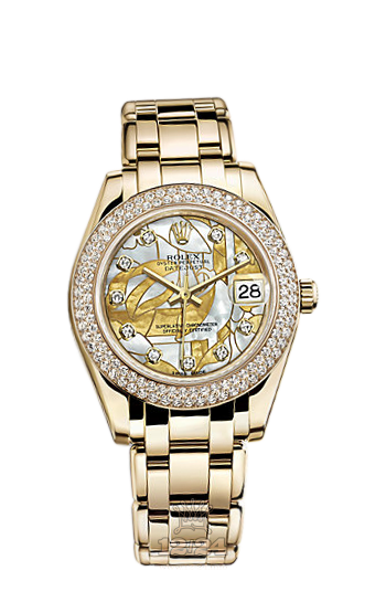 Rolex Pearlmaster Watch 81338-0080 34 mm Yellow gold Case White Golden Dial