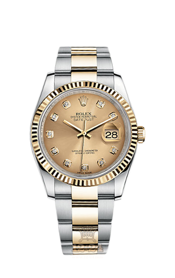 Rolex Datejust Watch 116233-0191 36 mm Steel / Yellow gold Case Golden Dial