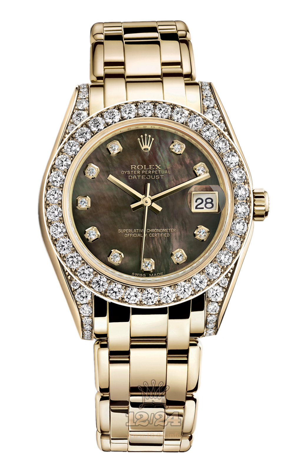 Rolex Datejust Watch 81158-0066 34 mm Yellow gold Case Black Dial