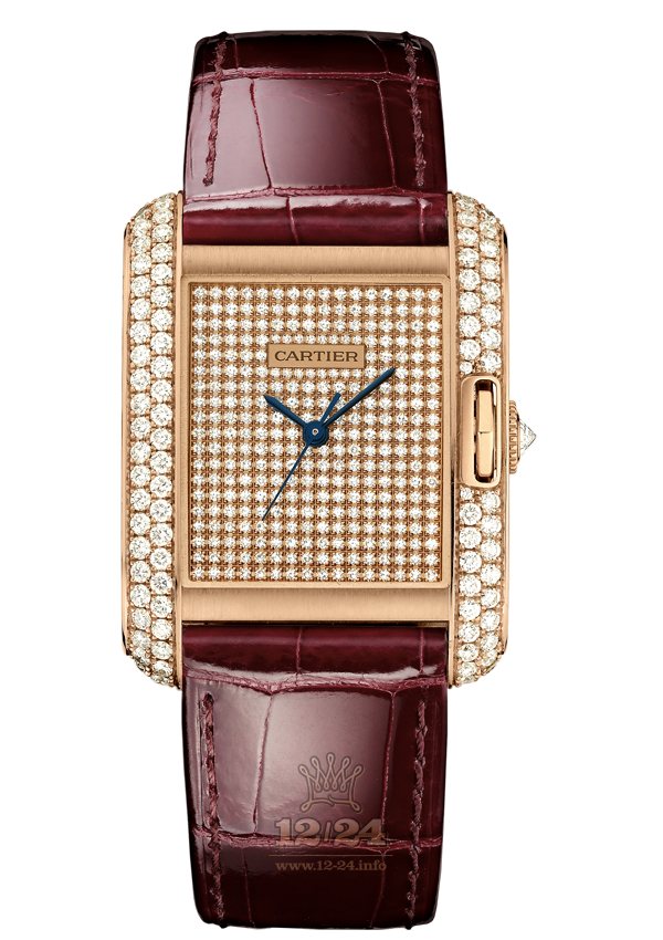 Cartier Tank Watch WT100019 39 mm Pink gold Case Silver Golden Dial