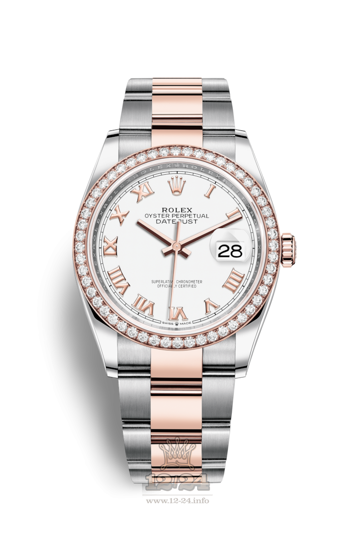 Rolex Datejust Watch 126281rbr-0004 36 mm Steel / Pink gold Case White Dial