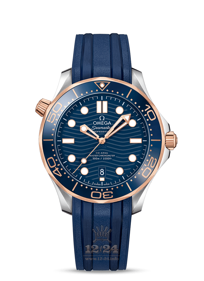 Omega Diver 300 M Watch 210.22.42.20.03.002 42 mm Steel / Pink gold Case Dark blue Dial