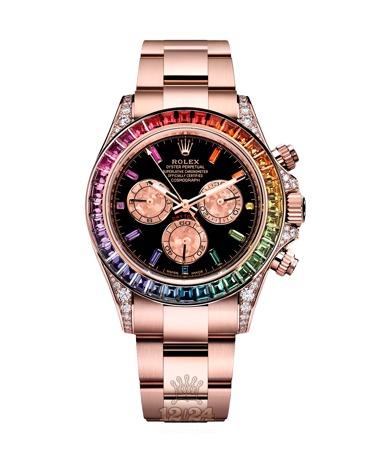Rolex Cosmograph Daytona Watch 116595rbow-0001 40 mm Pink gold Case Black Dial