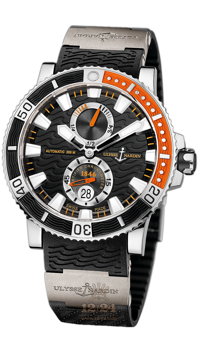Ulysse Nardin Marine Watch 263-90-3/92 45 mm Stainless steel Titanium Case Black Dial
