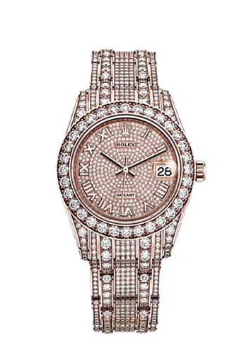Rolex Pearlmaster Watch 81405rbr-0001 34 mm Pink gold Case Silver Pink Dial