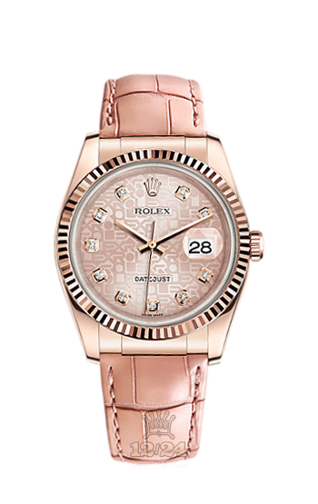 Rolex Datejust Watch 116135-0057 36 mm Pink gold Case Pink Dial