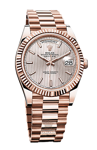 Rolex Day-Date Watch 228235-0005 40 mm Pink gold Case Silver Dial