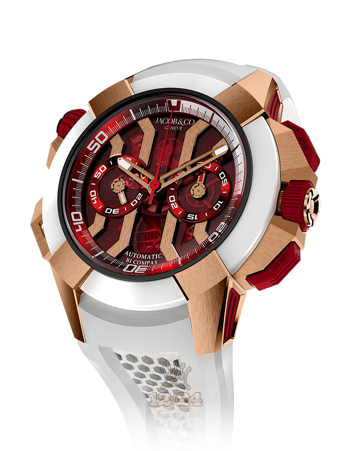 Jacob & Co Gents Collection Watch EX300.40.SR.RR.A 47 mm Pink gold Ceramics Case Red Dial