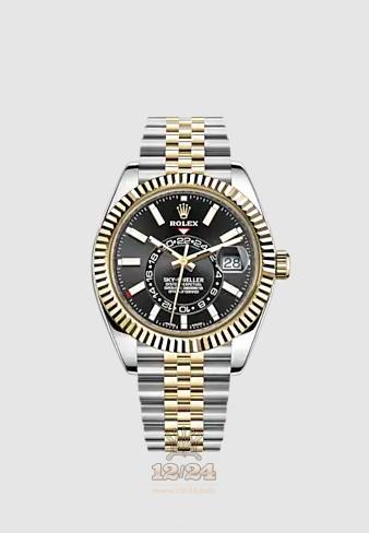 Rolex Sky-Dweller Watch 326933-0005 42 mm Stainless steel Yellow gold Case Black Dial