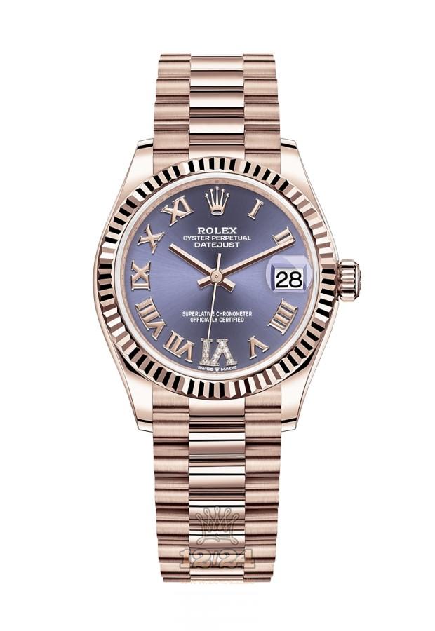 Rolex Datejust Watch 278275-0029 31 mm Pink gold Case Purple Dial