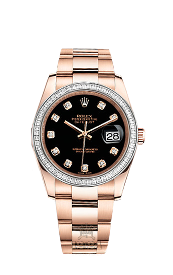 Rolex Datejust Watch 116285bbr-0005 36 mm Pink gold Case Black Dial