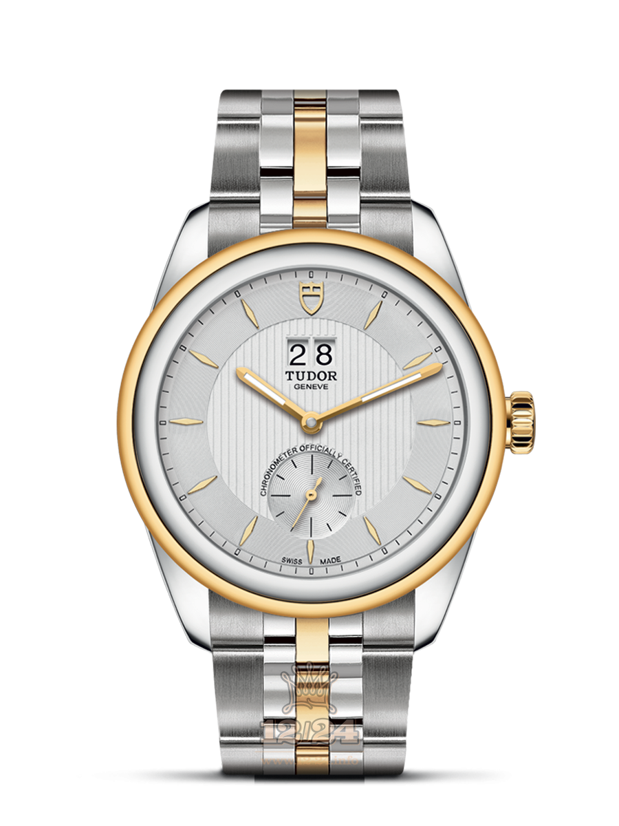 Tudor Glamour Watch M57103-0001 42 mm Stainless steel Yellow gold Case Silver Dial