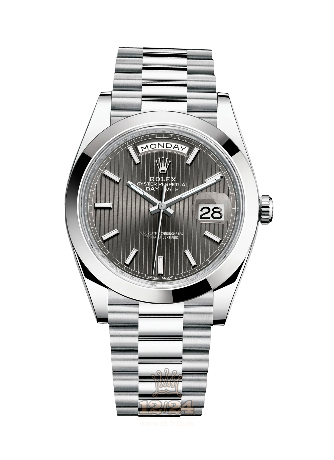Rolex Day-Date Watch 228206-0011 40 mm Platinum Case Gray Dial