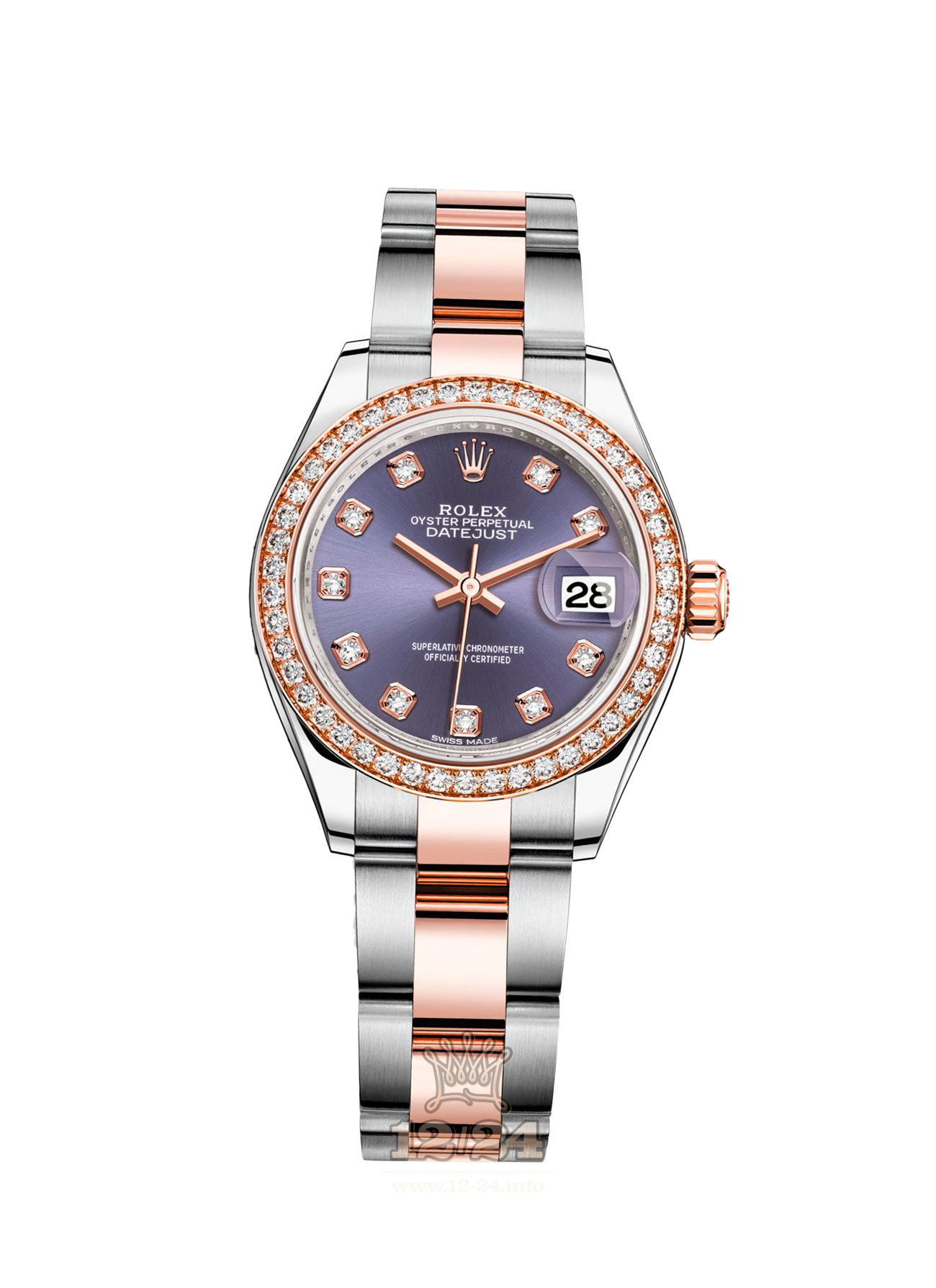 Rolex Datejust Watch 279381rbr-0016 28 mm Steel / Pink gold Case Dark blue Purple Dial